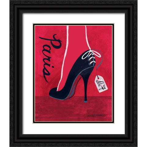 High Heels Paris Black Ornate Wood Framed Art Print with Double Matting by Matla, Jennifer