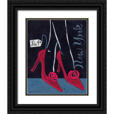 High Heels New York Black Ornate Wood Framed Art Print with Double Matting by Matla, Jennifer