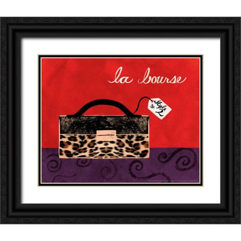 Leopard Handbag I Black Ornate Wood Framed Art Print with Double Matting by Matla, Jennifer