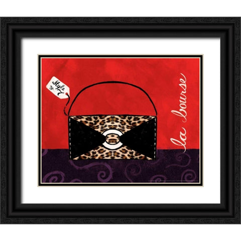 Leopard Handbag II Black Ornate Wood Framed Art Print with Double Matting by Matla, Jennifer