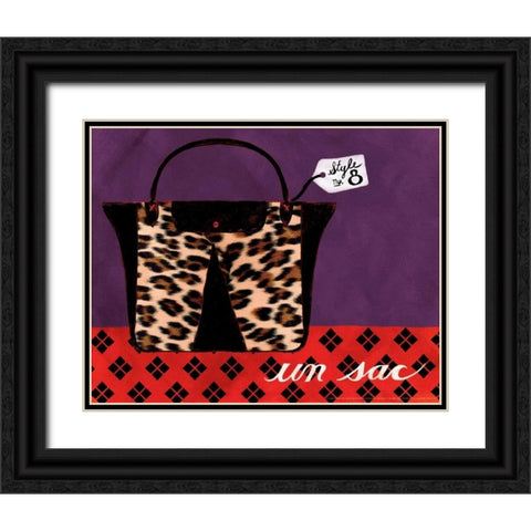 Leopard Handbag IV Black Ornate Wood Framed Art Print with Double Matting by Matla, Jennifer