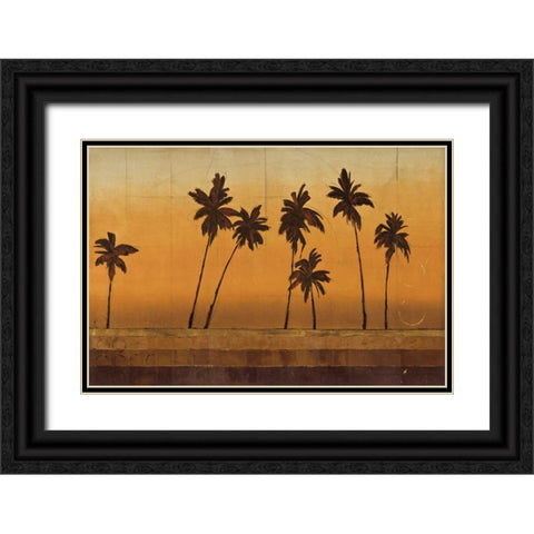 Sunset Palms I Black Ornate Wood Framed Art Print with Double Matting by Martin, Cheryl