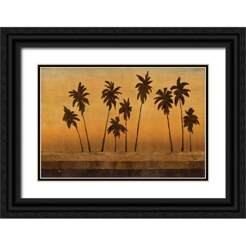 Sunset Palms II Black Ornate Wood Framed Art Print with Double Matting by Martin, Cheryl