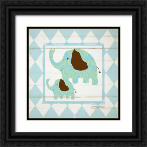Elephants Black Ornate Wood Framed Art Print with Double Matting by Murray, Sylvia