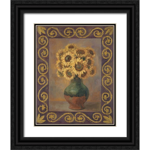 Sunflowers Black Ornate Wood Framed Art Print with Double Matting by Misa, Eva