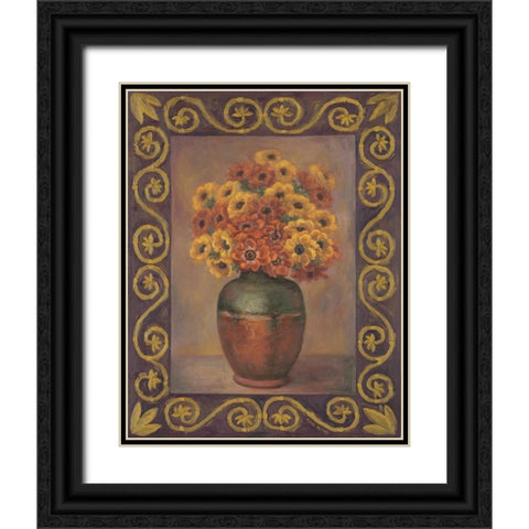 Anemones Black Ornate Wood Framed Art Print with Double Matting by Misa, Eva