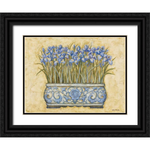 Blue Irises Black Ornate Wood Framed Art Print with Double Matting by Misa, Eva