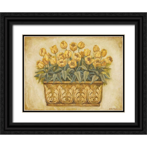 Yellow Tulips Black Ornate Wood Framed Art Print with Double Matting by Misa, Eva