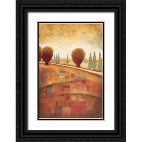 Quilted Landscape II Black Ornate Wood Framed Art Print with Double Matting by Osborne, Susan