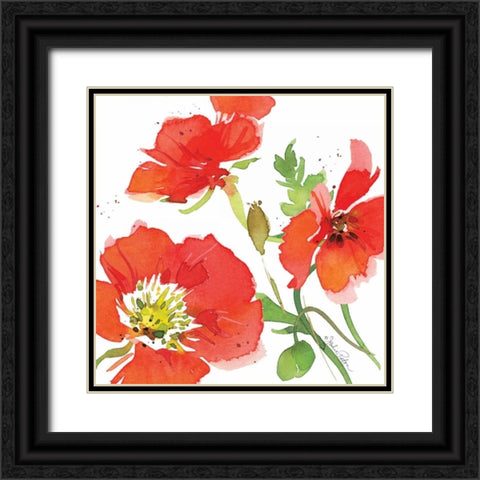 Red Poppies I Black Ornate Wood Framed Art Print with Double Matting by Paton, Julie