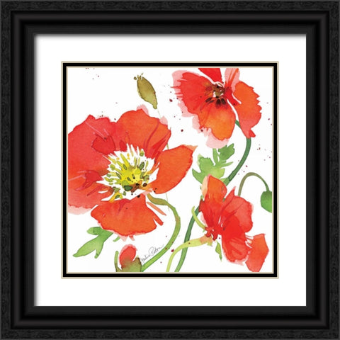 Red Poppies II Black Ornate Wood Framed Art Print with Double Matting by Paton, Julie