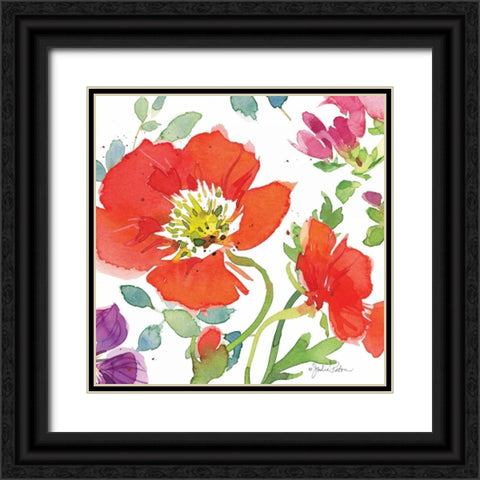 Red Poppies III Black Ornate Wood Framed Art Print with Double Matting by Paton, Julie