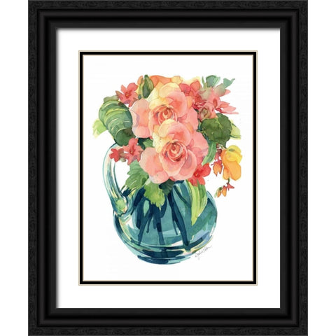 Rose Bouquet II Black Ornate Wood Framed Art Print with Double Matting by Paton, Julie