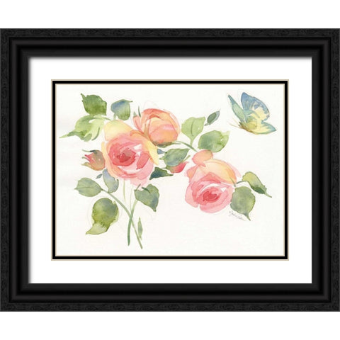 Roses II Black Ornate Wood Framed Art Print with Double Matting by Paton, Julie