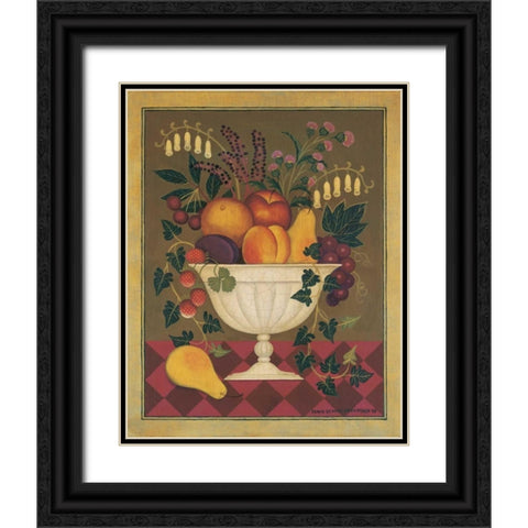 Fruit and Flowers I Black Ornate Wood Framed Art Print with Double Matting by Pedersen, Diane