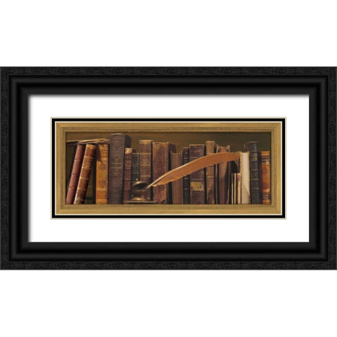 Librairie II Black Ornate Wood Framed Art Print with Double Matting by Pelletier, Alain