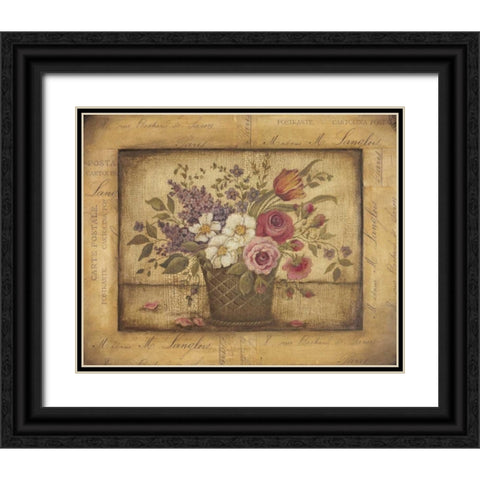 Paris Bouquet I Black Ornate Wood Framed Art Print with Double Matting by Poloson, Kimberly