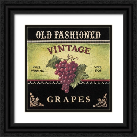 Vintage Grapes Black Ornate Wood Framed Art Print with Double Matting by Poloson, Kimberly