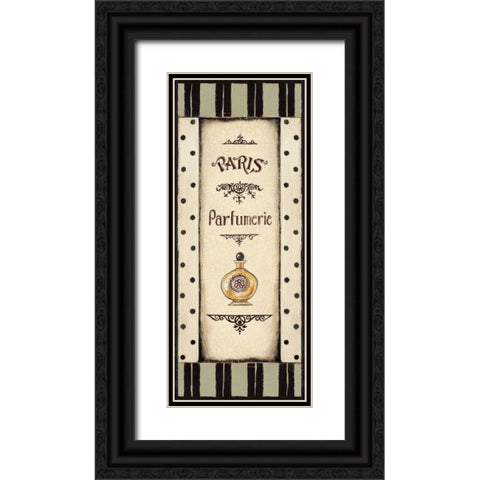 Perfume Bottle Black Ornate Wood Framed Art Print with Double Matting by Poloson, Kimberly
