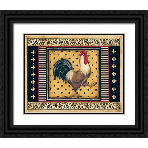 Provence Rooster I Black Ornate Wood Framed Art Print with Double Matting by Poloson, Kimberly
