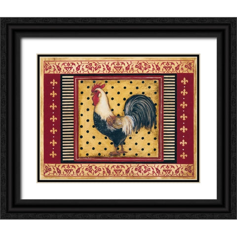 Provence Rooster II Black Ornate Wood Framed Art Print with Double Matting by Poloson, Kimberly
