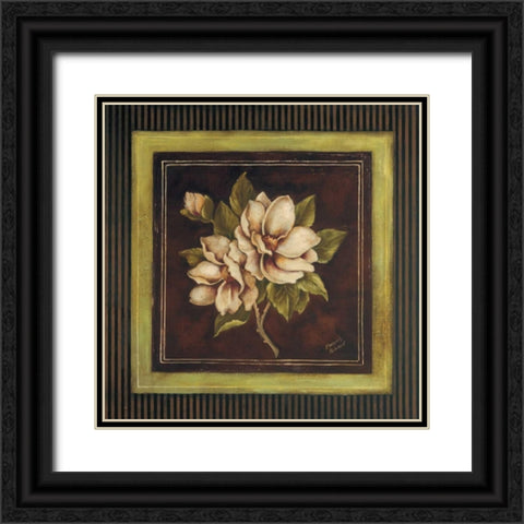 Magnolia I Black Ornate Wood Framed Art Print with Double Matting by Poloson, Kimberly