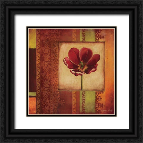 Mediterranean Floral I Black Ornate Wood Framed Art Print with Double Matting by Poloson, Kimberly