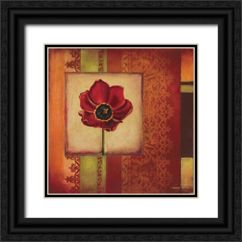 Mediterranean Floral II Black Ornate Wood Framed Art Print with Double Matting by Poloson, Kimberly