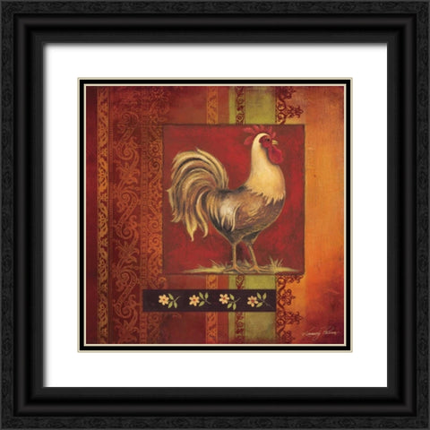 Murano Rooster I Black Ornate Wood Framed Art Print with Double Matting by Poloson, Kimberly