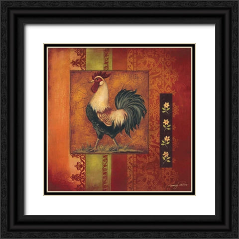 Murano Rooster II Black Ornate Wood Framed Art Print with Double Matting by Poloson, Kimberly