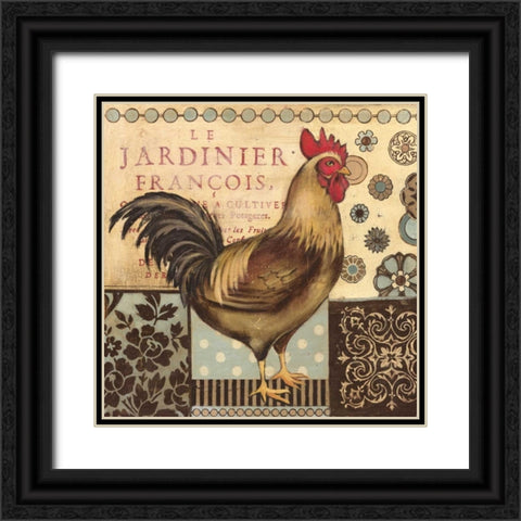Aqua Rooster I Black Ornate Wood Framed Art Print with Double Matting by Poloson, Kimberly