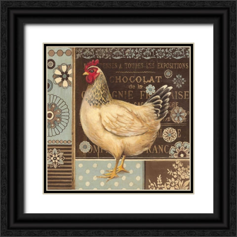 Aqua Rooster II Black Ornate Wood Framed Art Print with Double Matting by Poloson, Kimberly