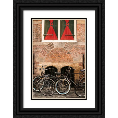 Dutch Bicyles Black Ornate Wood Framed Art Print with Double Matting by Berzel, Erin