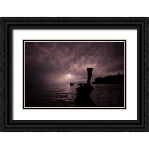 Railay Beach Lightning I Black Ornate Wood Framed Art Print with Double Matting by Berzel, Erin