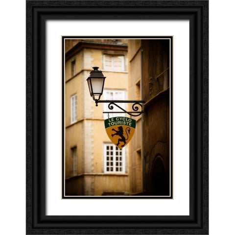 Le Cyclo in Lyon Black Ornate Wood Framed Art Print with Double Matting by Berzel, Erin