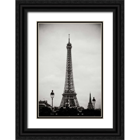 Eiffel Tower BW II Black Ornate Wood Framed Art Print with Double Matting by Berzel, Erin