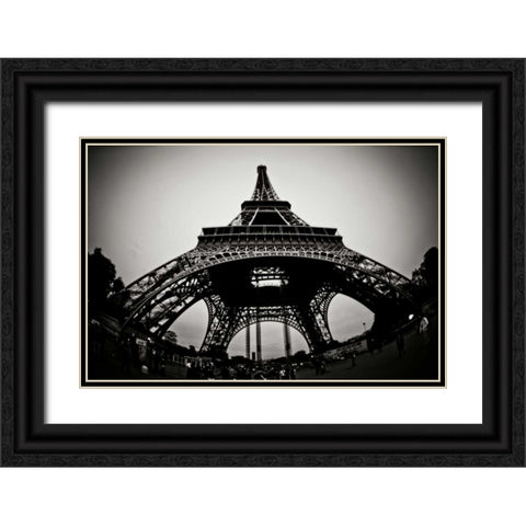 Eiffel Tower Fisheye Black Ornate Wood Framed Art Print with Double Matting by Berzel, Erin