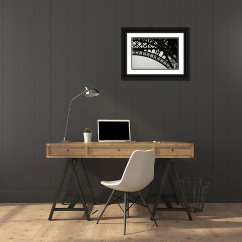 Eiffel Tower Latticework III Black Ornate Wood Framed Art Print with Double Matting by Berzel, Erin