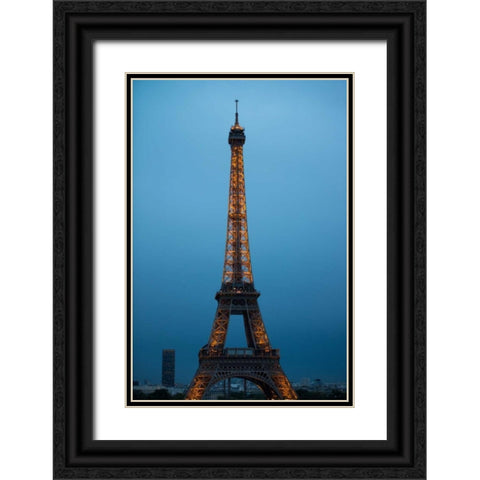 Eiffel Tower at Night II Black Ornate Wood Framed Art Print with Double Matting by Berzel, Erin