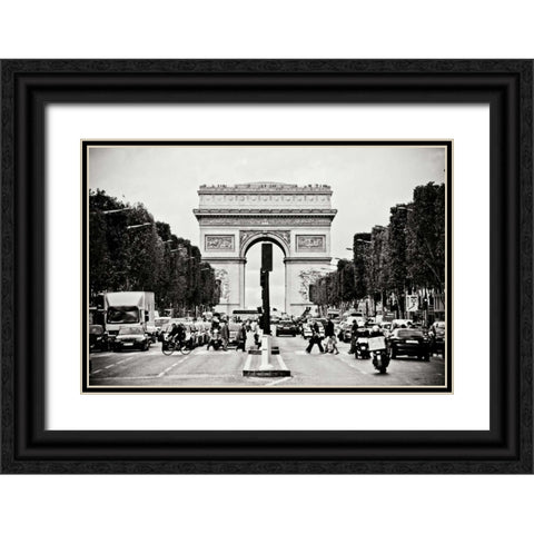 Ave Champs Elysees I Black Ornate Wood Framed Art Print with Double Matting by Berzel, Erin