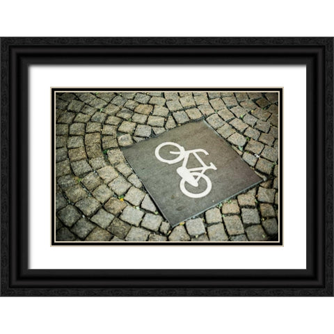 Amsterdam Bike Path Black Ornate Wood Framed Art Print with Double Matting by Berzel, Erin