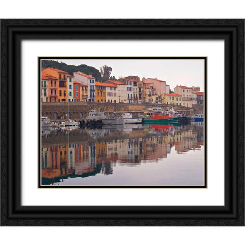 Port Vendres Black Ornate Wood Framed Art Print with Double Matting by Crane, Rita