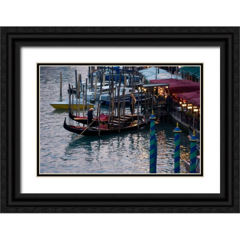 Evening Gondoliers I Black Ornate Wood Framed Art Print with Double Matting by Crane, Rita