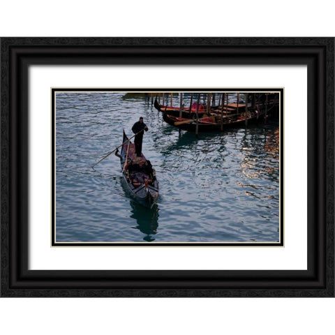 Evening Gondoliers III Black Ornate Wood Framed Art Print with Double Matting by Crane, Rita