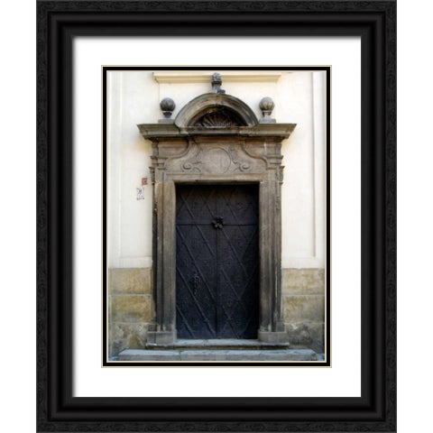 Prague Door I Black Ornate Wood Framed Art Print with Double Matting by Christensen, Jim