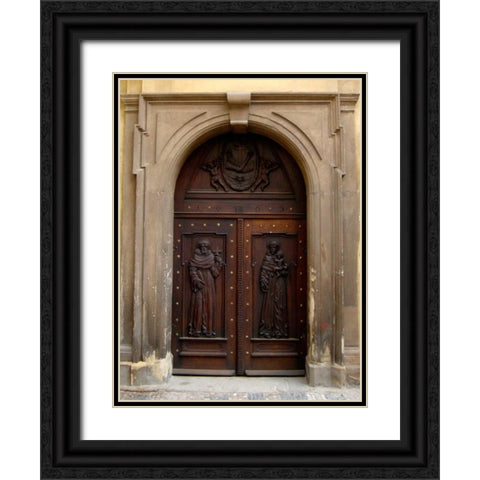Prague Door V Black Ornate Wood Framed Art Print with Double Matting by Christensen, Jim