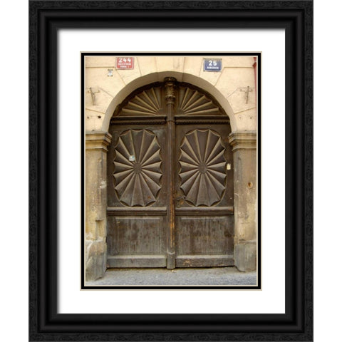 Prague Door VI Black Ornate Wood Framed Art Print with Double Matting by Christensen, Jim