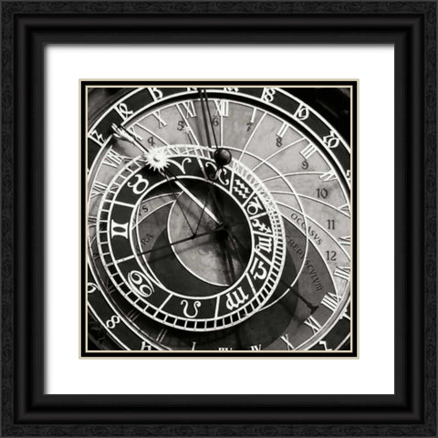 Prague Clock I Black Ornate Wood Framed Art Print with Double Matting by Christensen, Jim