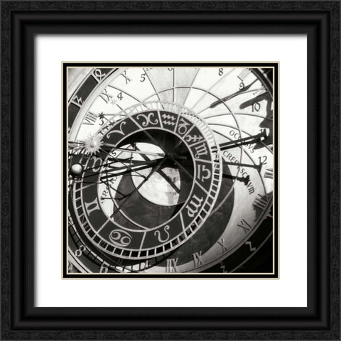 Prague Clock II Black Ornate Wood Framed Art Print with Double Matting by Christensen, Jim