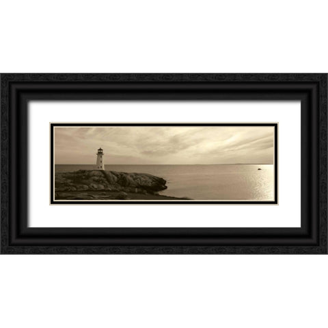 Lighthouse III Black Ornate Wood Framed Art Print with Double Matting by Christensen, Jim